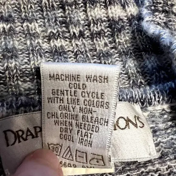 Drapes & Damons Quarter Zip Pullover Sweater Sz Mp Petite Blue White Knit Comfy - Picture 6 of 9